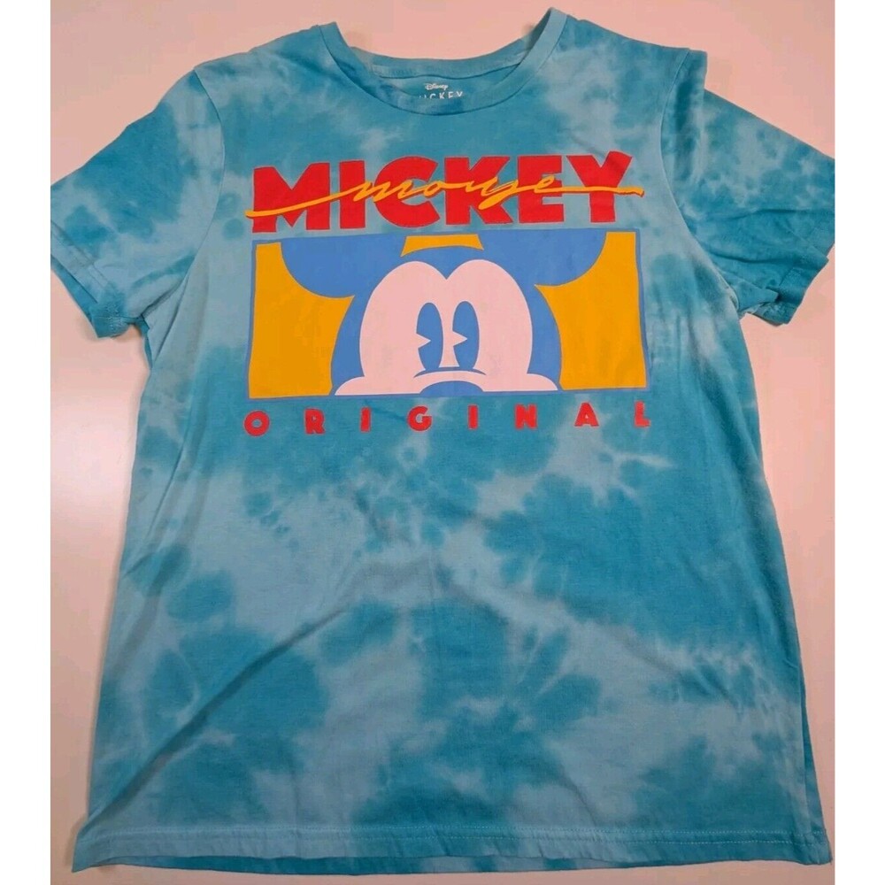 Mickey Mouse Original T Shirt Adult Large Disney Spellout 90's Colorful Teal